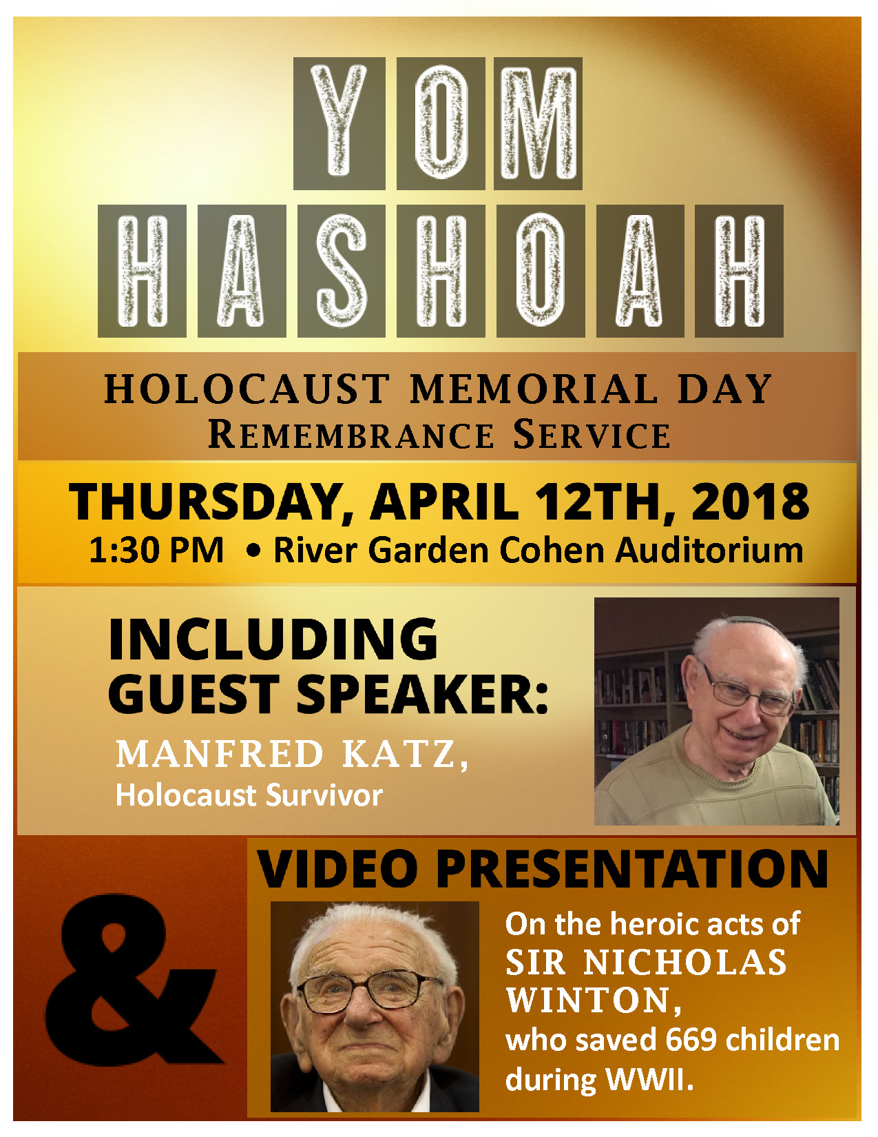 Yom Hashoah 2018 Memorial Services